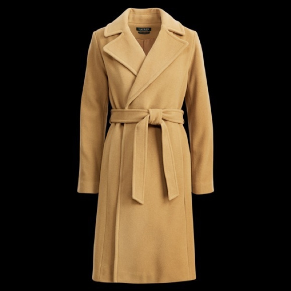 Ralph Lauren wool-cashmere wrap coat Camel